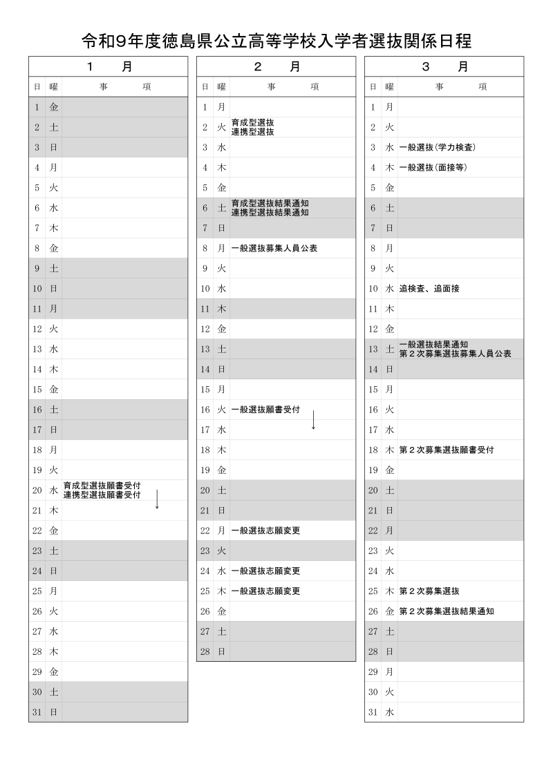 R９入試日程